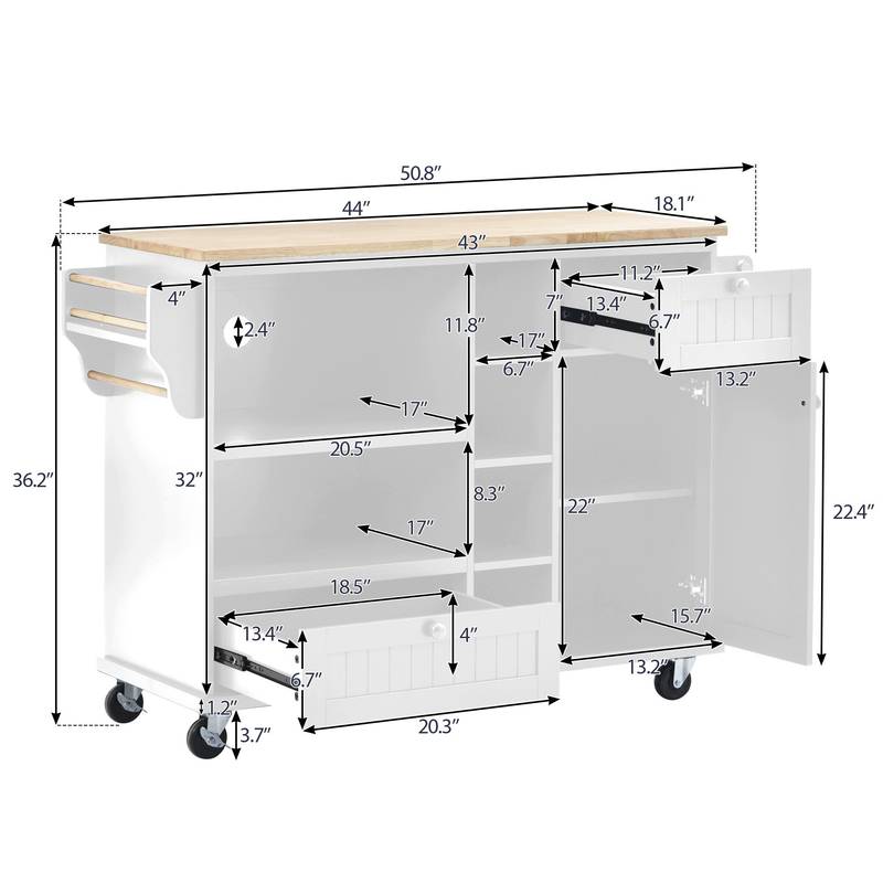 Versatile Kitchen Island Cart with Storage & Locking Wheels