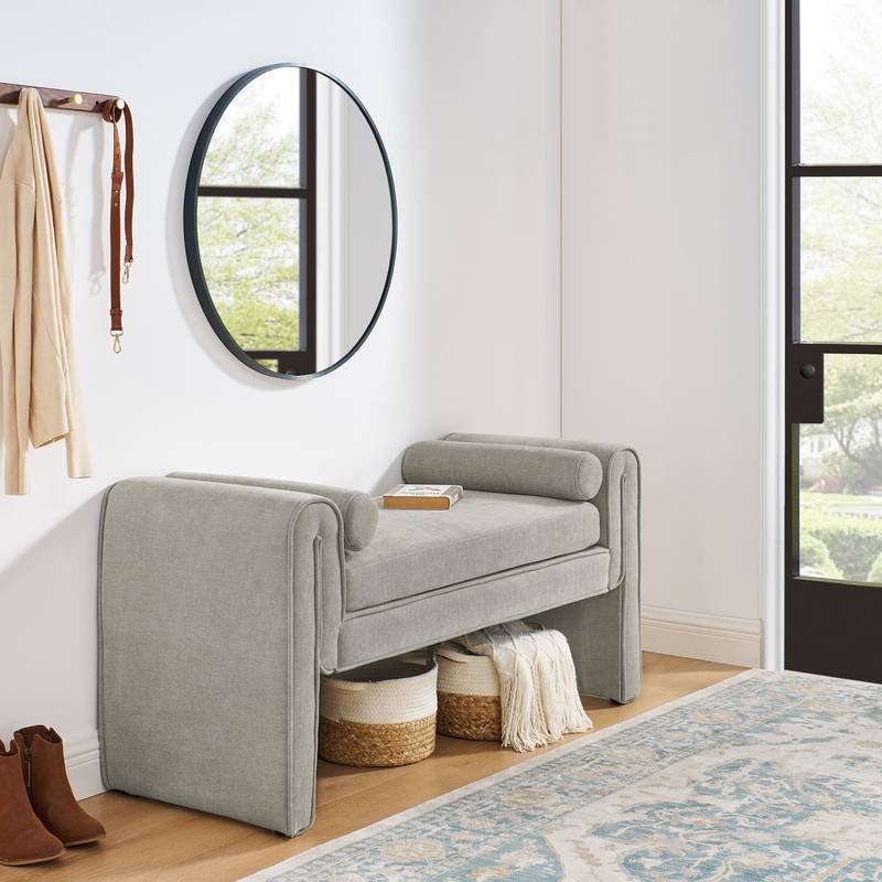 Cozy Gray Linen Bench