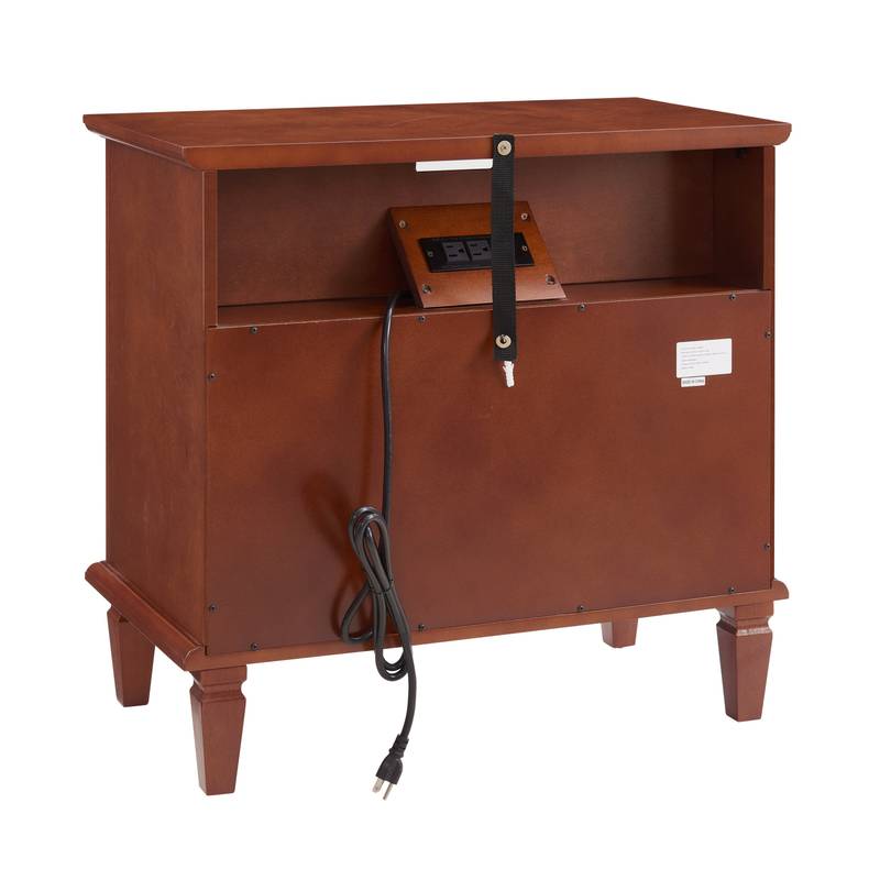 Chic Farmhouse Nightstand with USB Charging & Storage