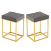 Chic Grey PU Leather Bar Stools with Footrests – Set of Two