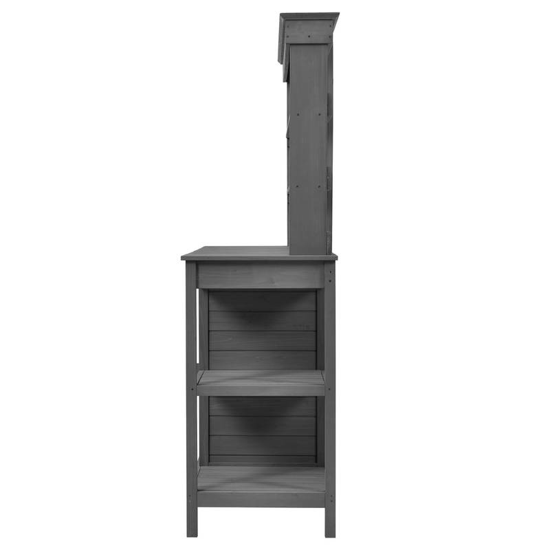 Charming Gray Garden Potting Table with Storage