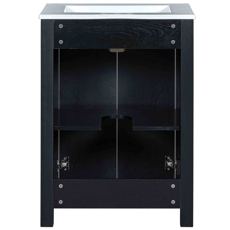 Charming Vintage Bathroom Vanity with Ceramic Sink and Soft-Close Doors