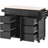 Versatile Kitchen Cart with Rubber Wood Top and Smart Storage