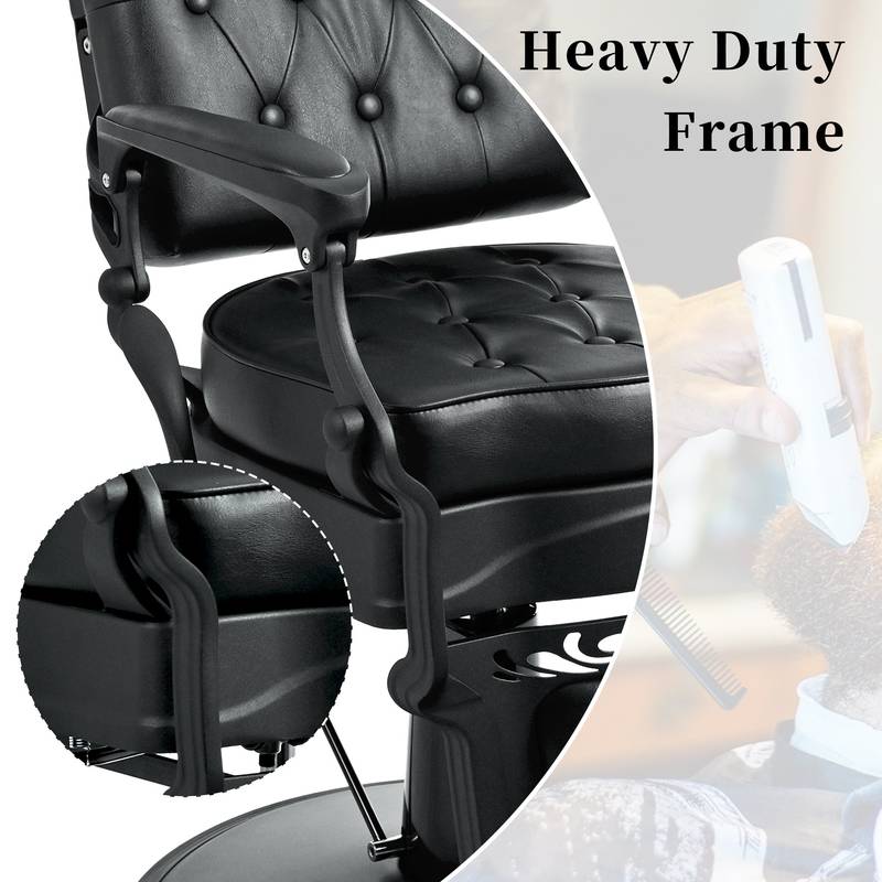 Vintage Luxe Barber Chair - Heavy Duty, 360° Rotating, Perfect for Salons & Spas!