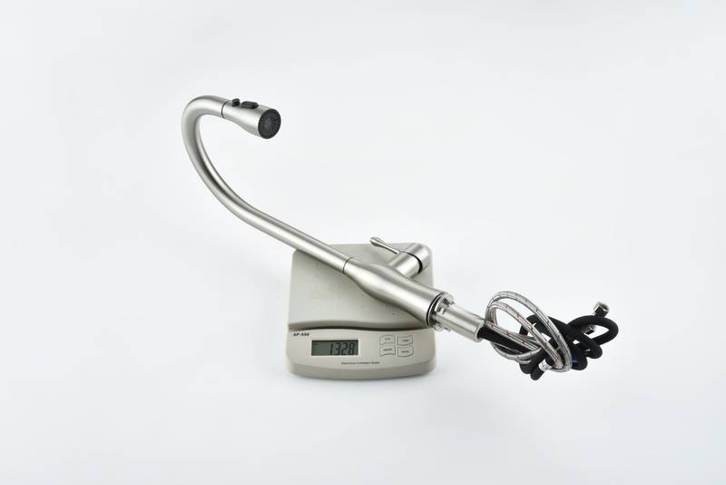 Sleek Brushed Nickel Pull-Down Kitchen Faucet