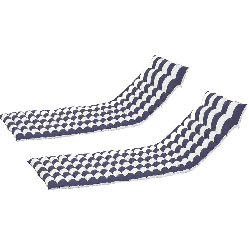 Blue & White Lounge Chair Cushions Set
