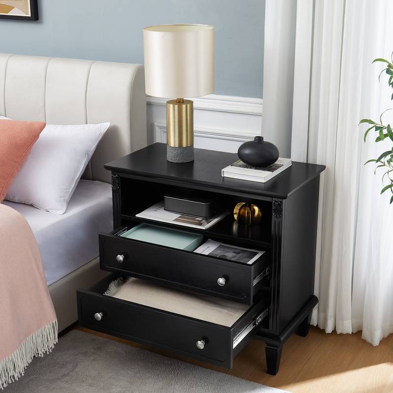 Farmhouse Charm Nightstand with Charging Station