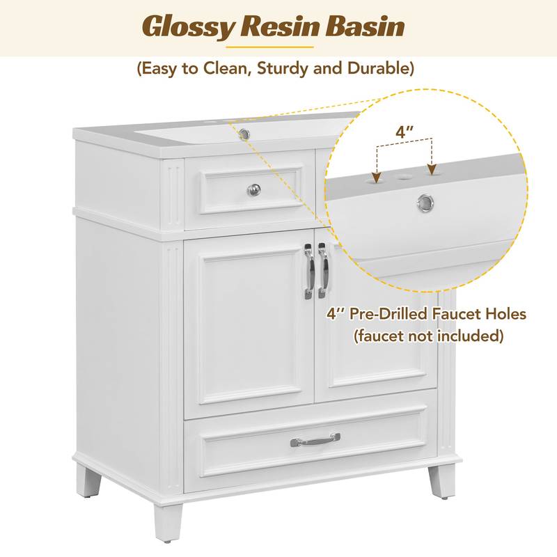 Charming Retro Bathroom Vanity with Soft Close Doors