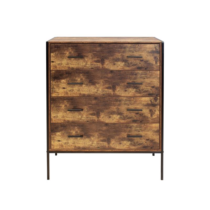 Rustic Steel Frame 4-Drawer Dresser