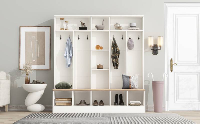 Chic Entryway Hall Tree with Storage Bench & Coat Rack