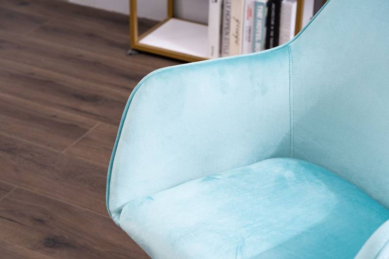 Chic Aqua Velvet Adjustable Office Chair with Gold Legs