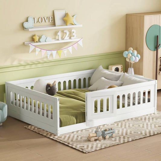 Cozy Guardrail Floor Bed for Kids