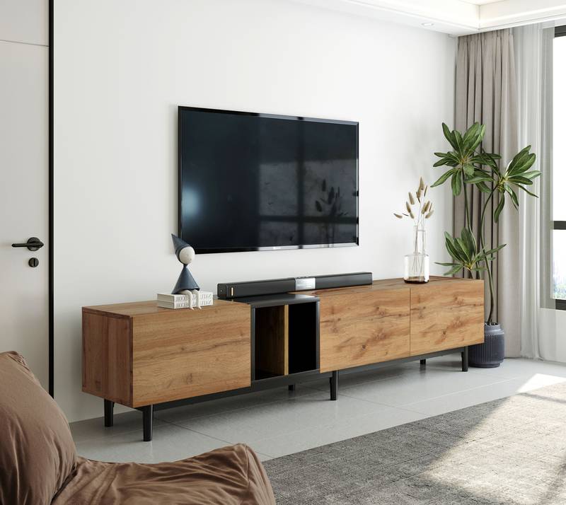 Sleek TV Stand with Ample Storage for Effortless Entertainment