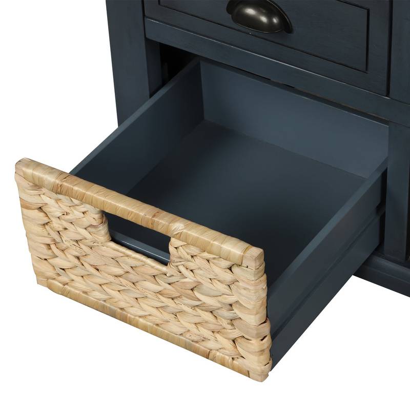 Rustic Charm Storage Bench with Baskets