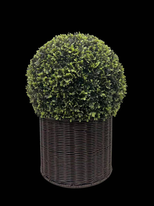 Charming Faux Ball Topiary in Woven Pot
