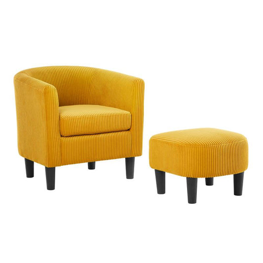 Cozy Yellow Accent Chair with Ottoman