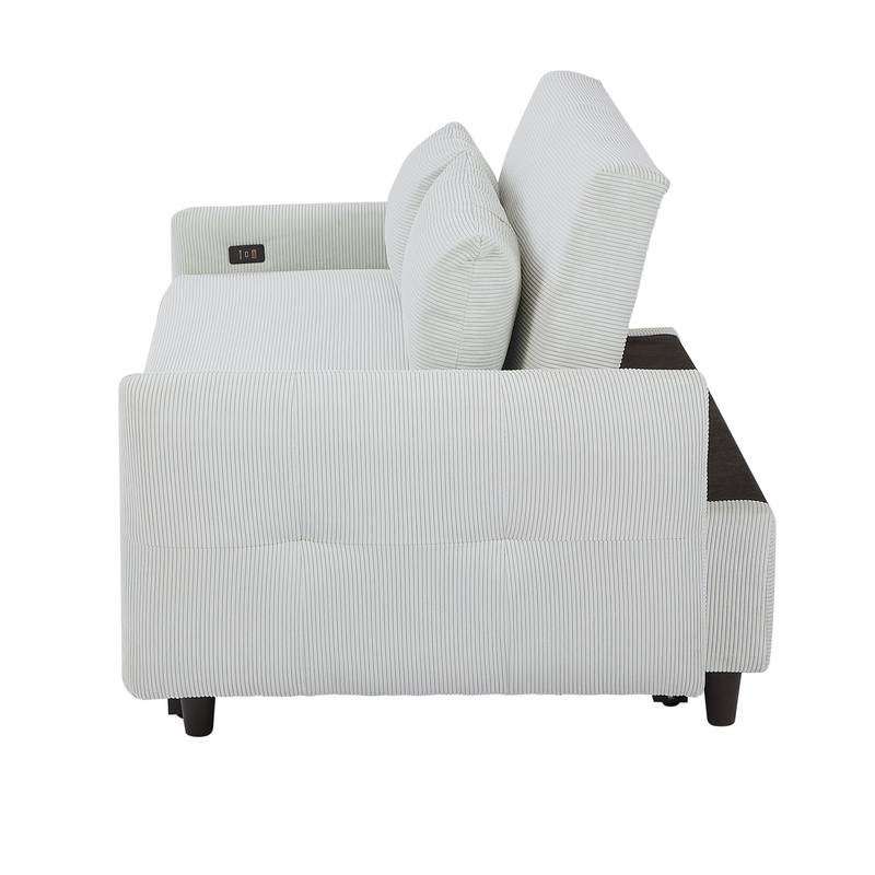 Light Blue Sleeper Sofa with USB Ports and Pillows