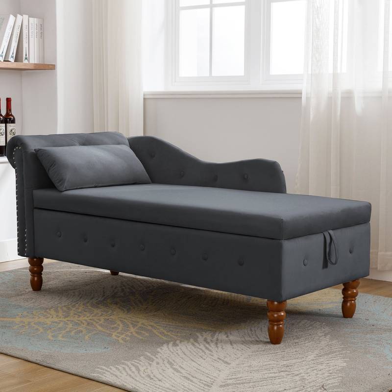 Velvet Dream Lounge Chair with Storage & Pillow