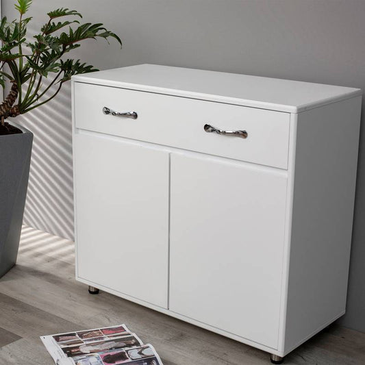 Chic White Two-Door Side Table