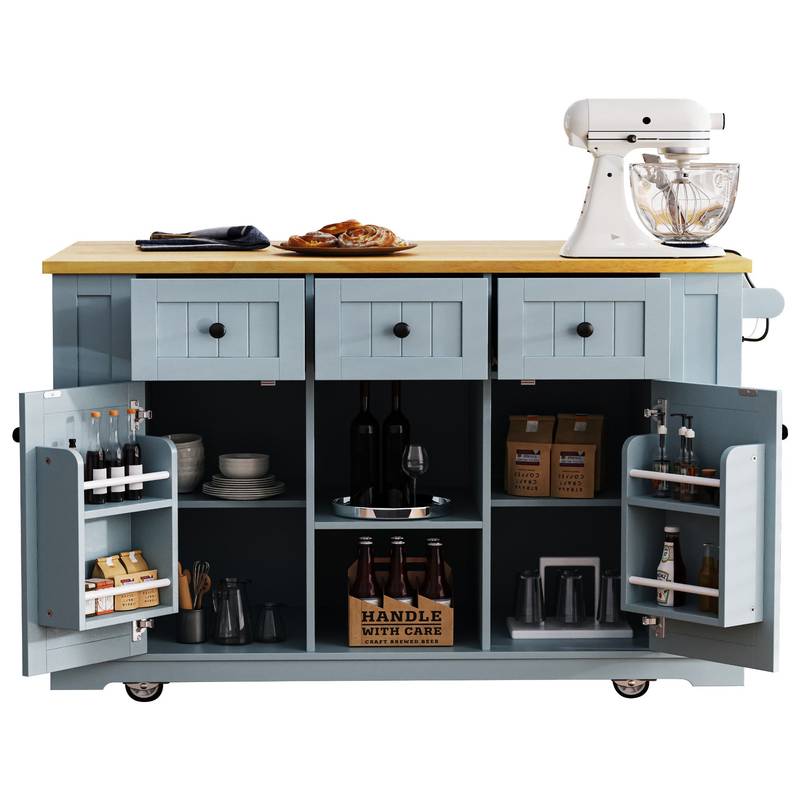 Versatile Rolling Kitchen Island with Drop Leaf & Storage