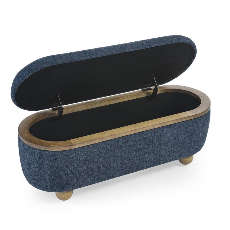 Cozy Blue Storage Ottoman Bench