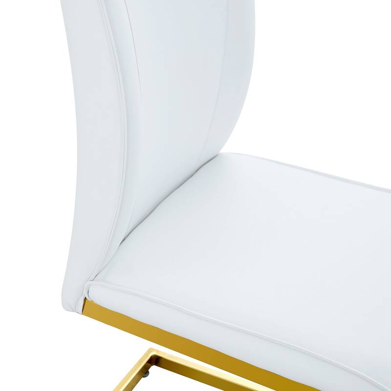 Chic White Arch Dining Chairs - Set of Two with Gold Legs
