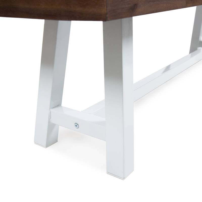 Chic Dark Brown & White Outdoor Benches (Set of Two)