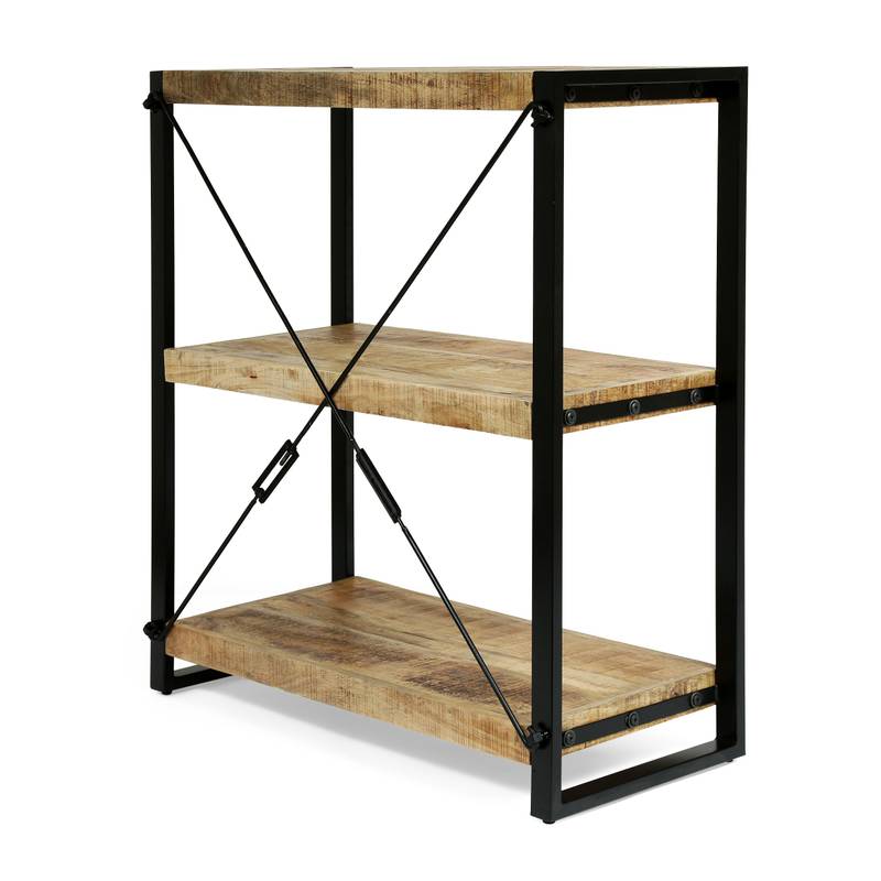 Rustic Iron & Wood Shelf Stand