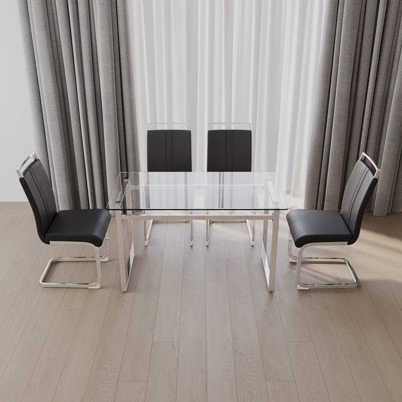 Elegant Glass Dining Set for Four