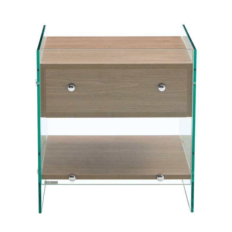 Chic Glass-Top Nightstand with Drawers