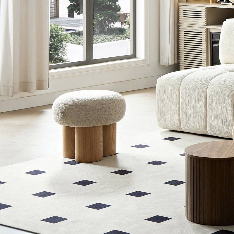 Cozy Mushroom Stool with Plush Cushion & Rustic Charm