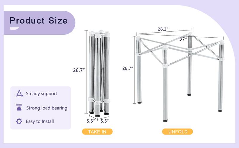 Compact Silver Folding Table Frame