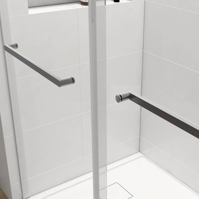 Elegant Soft-Close Frameless Shower Door in Brushed Nickel