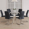 Chic Glass Dining Set with Sleek Leather Chairs