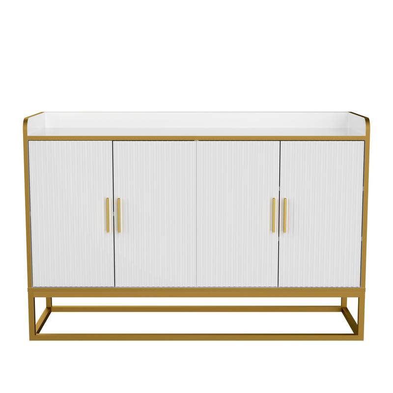 Sleek White Kitchen Buffet with Chic Metal Legs