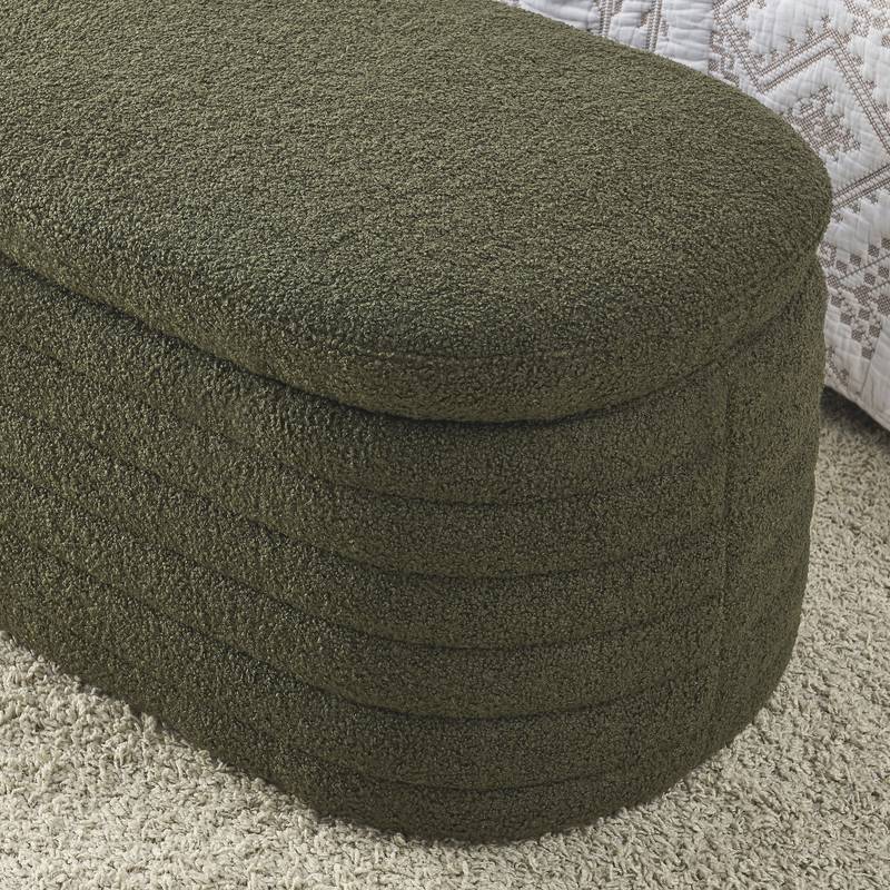 Cozy Green Teddy Storage Bench