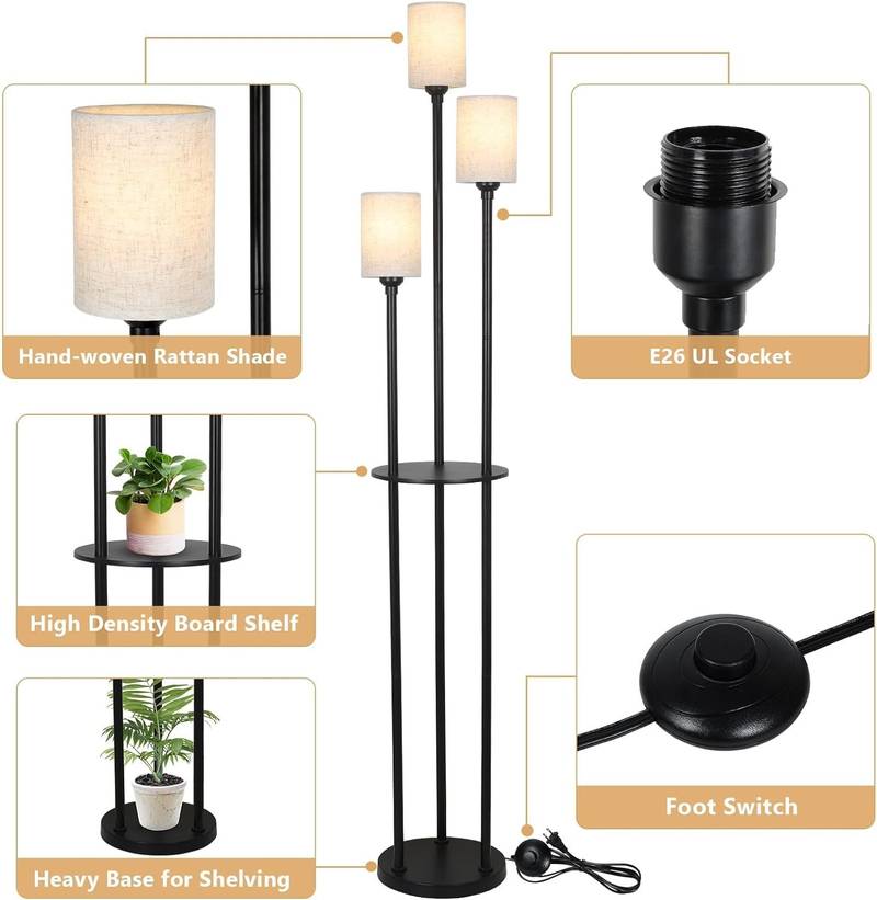 Luxe Glow Floor Lamp with Shelves