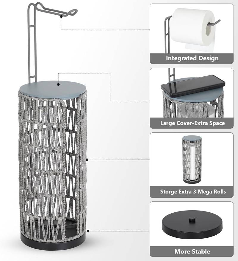 Chic Boho Toilet Paper Stand with Storage