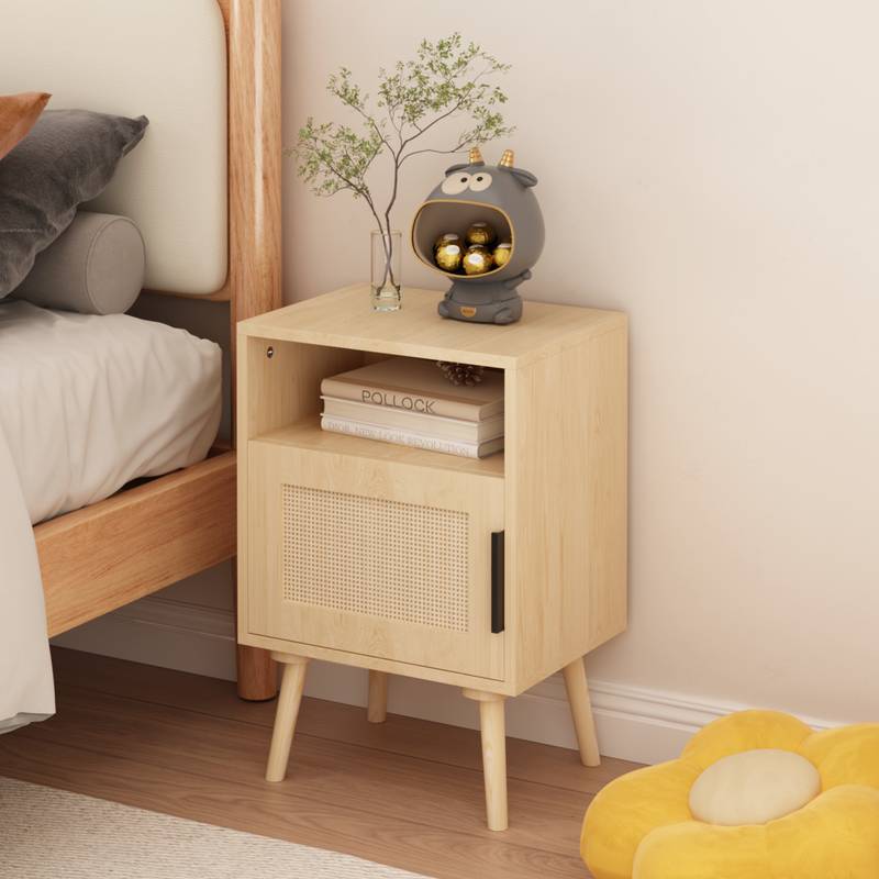 Chic Rattan Nightstand with Open Shelf - Perfect for Small Spaces