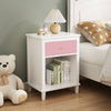 Charming Pink Wooden Nightstand with Shelf & Drawer