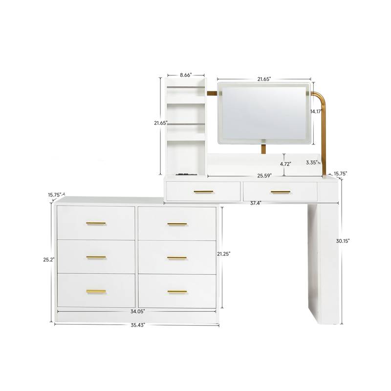 Sleek White 8-Drawer Dresser - Stylish Storage Solution for Your Bedroom