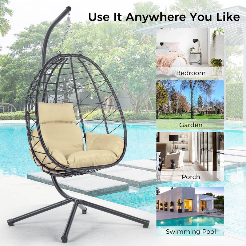 Cozy Hanging Egg Chair with Stand