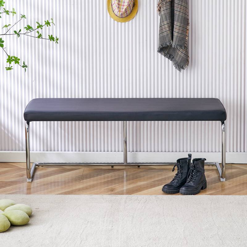 Stylish Shoe Bench with Silver Legs - Perfect Storage for Every Space