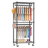 Versatile Rolling Clothes Rack with Adjustable Shelves & Hooks