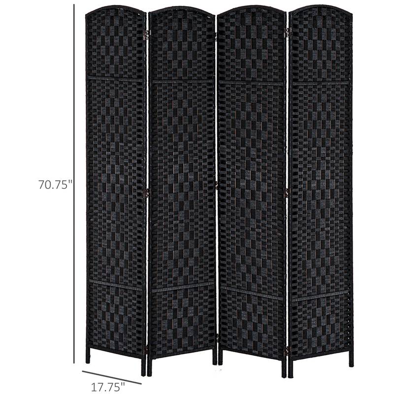Chic Wicker Room Divider - Black Privacy Screen