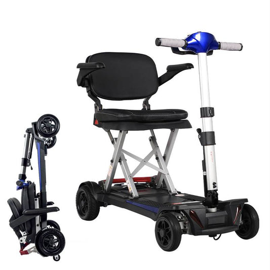 Blue Folding Scooter for Easy Travel - Perfect for Seniors!