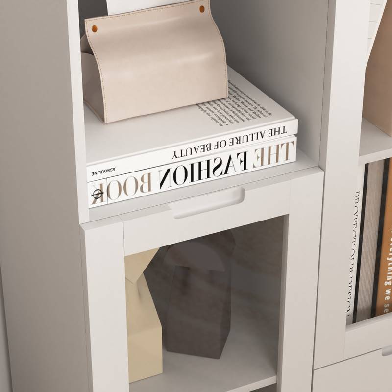 Chic White Glass Door Cabinet