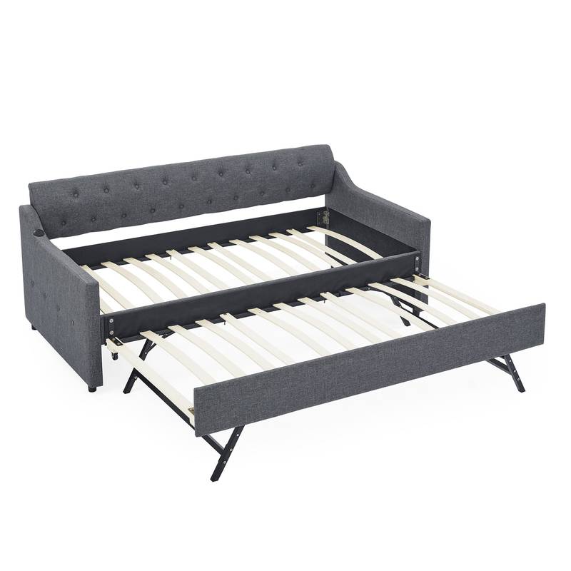 Chic Twin Daybed with Trundle and USB Charging