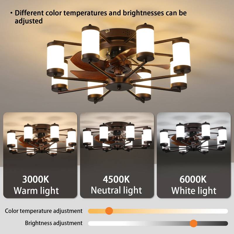 Sleek Flush Mount Ceiling Fan with Dimmable Light & Remote Control