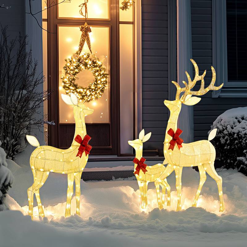 Shimmering Christmas Reindeer Family Set